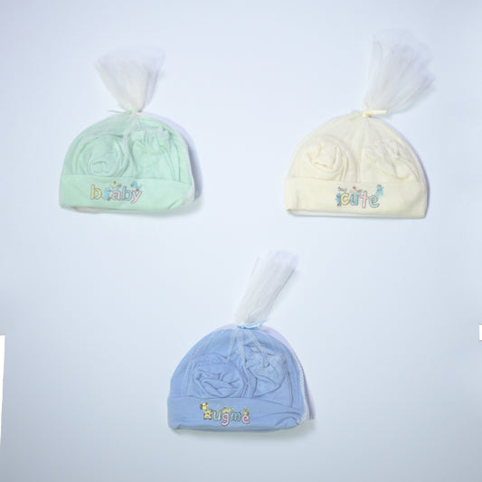 Baby Caps With Socks - Pack Of 3